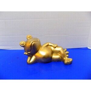 NEW Gold Frog Figurine Statue Frogs Plaster Posing